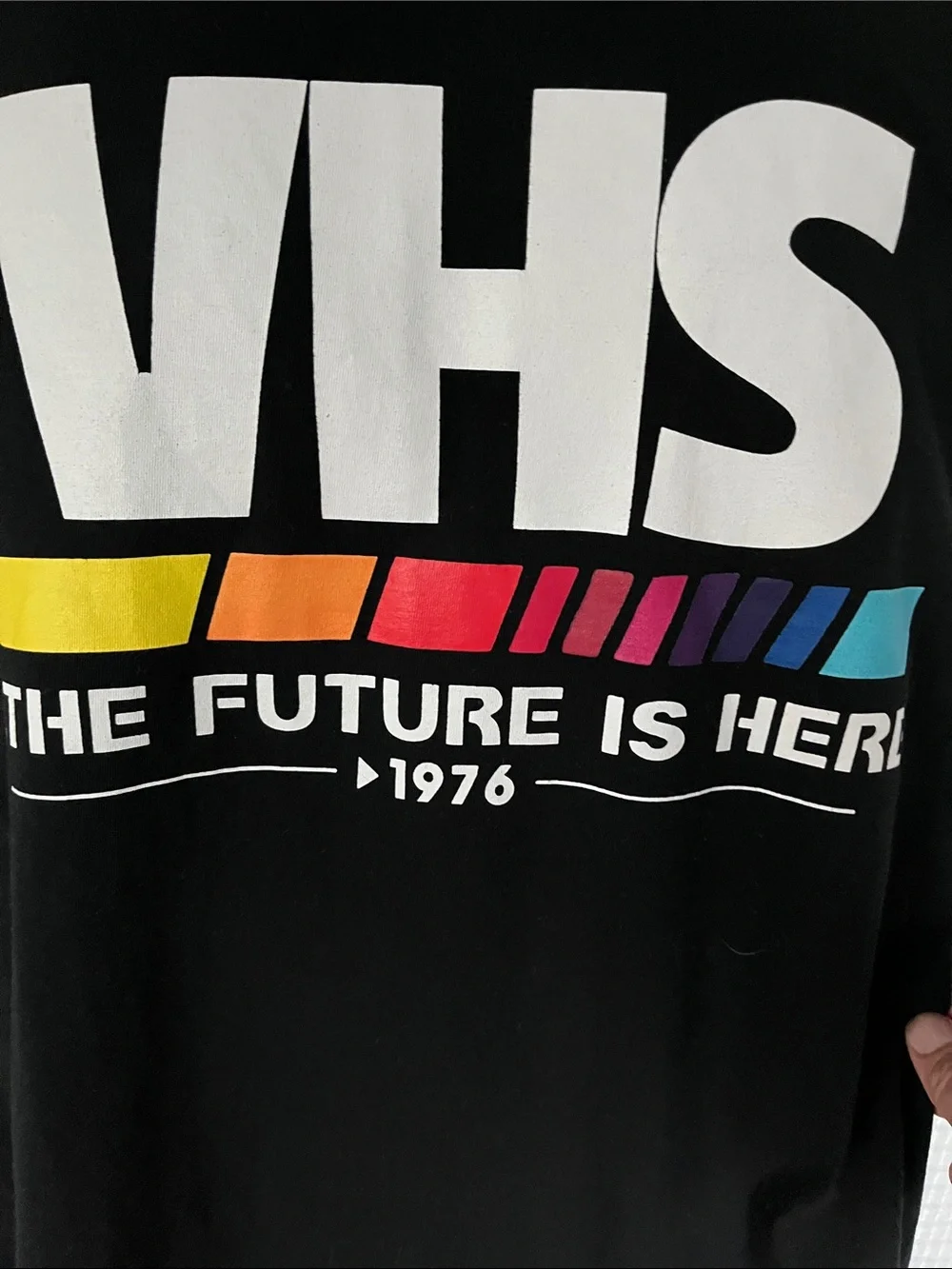 VHS The Future Is Here Graphic Tee Black Retro Rainbow 2XL Y2K Style Shirt